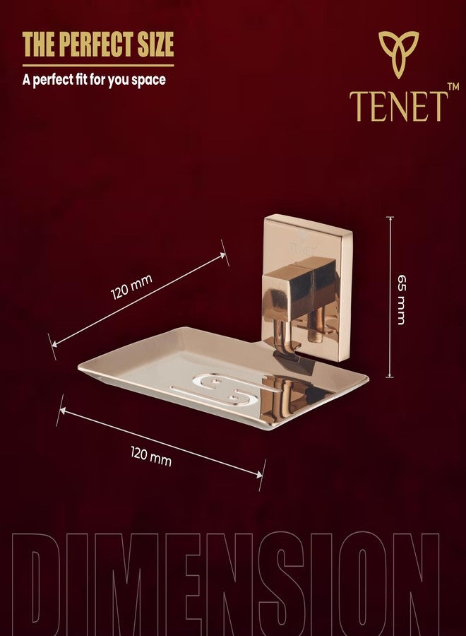 TENET Stainless Steel Soap Dish Soap Holder Soap Tray | Wall Mounted Soap Stand Basket Plate Case Shelf Organizer | Rust Proof Bathroom Accessories | Rose Gold | 1 Year Warranty - Image 3